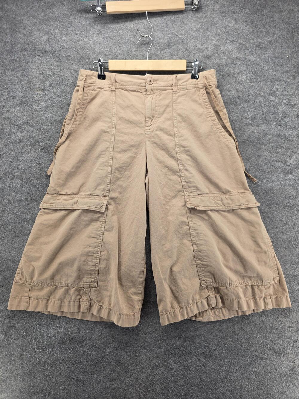 Anthropologie Pants Womens 6 Beige Cargo Twill Relaxed Pockets Zip 17.5 In
